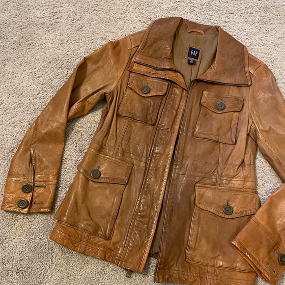 GAP vintage style leather jacket in cognac color - Picture 1 of 9